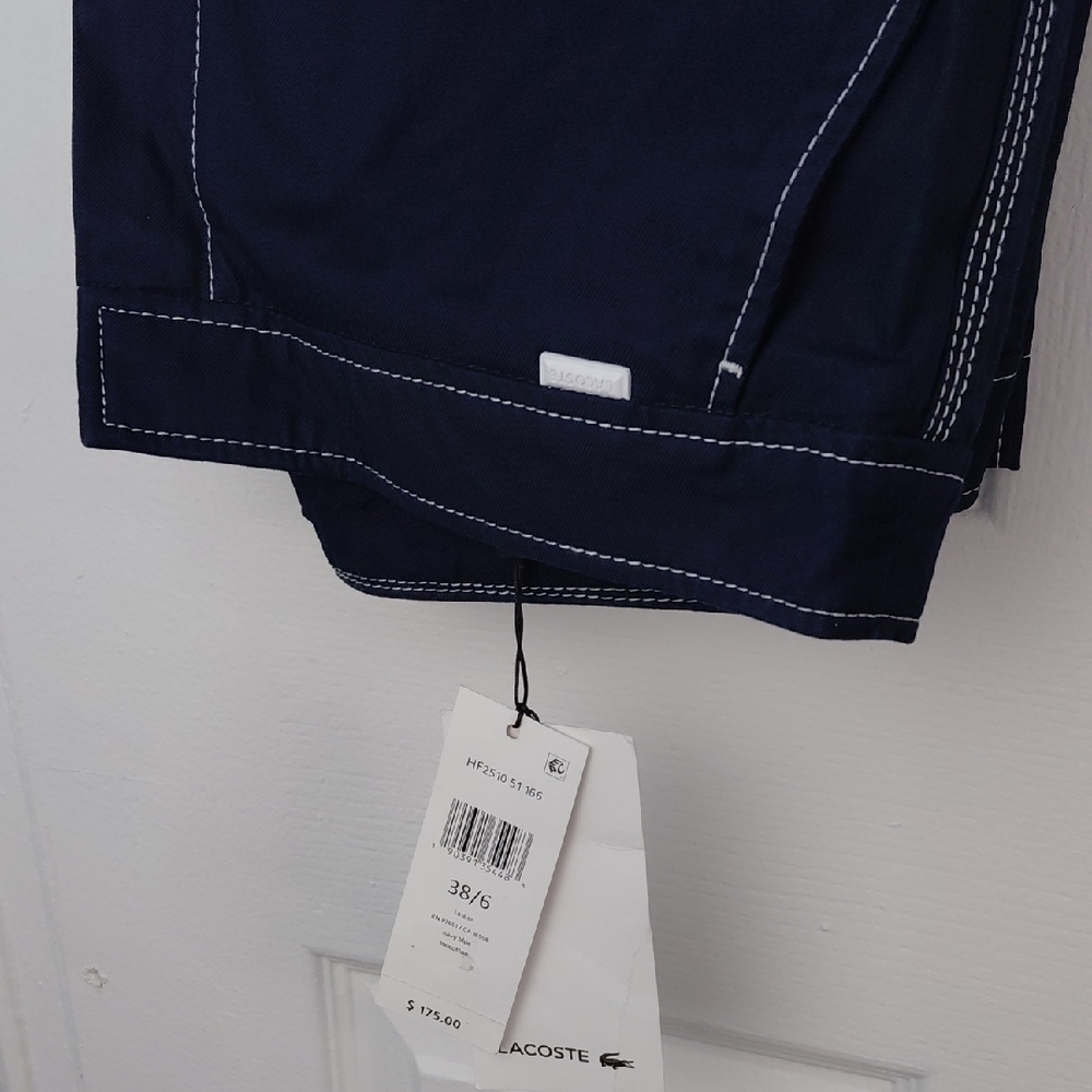 Lacoste Dark Blue Trousers with White Stitching - Picture 3 of 6